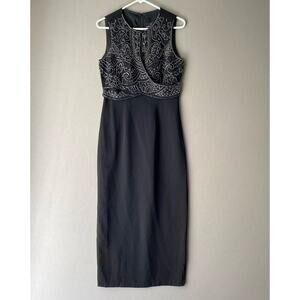 Carole Little sz 10 Vintage beaded keyhole sleeveless sheath midi dress